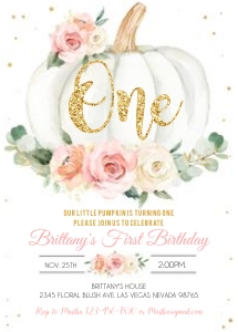 Pump1 - Pumpkin Birthday Invitation: Pump1 - Pumpkin Birthday Invitation