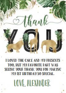 JG001 - Jungle wild one thank you card: JG001 - Jungle wild one thank you card