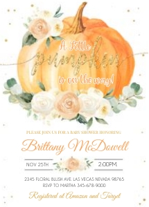 P5 - Pumpkin baby shower invitation: P5 - Pumpkin baby shower invitation