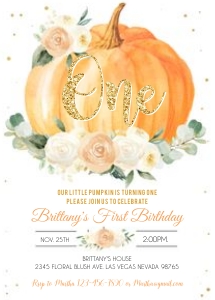 Pump4 - Pumpkin Birthday Invitation: Pump4 - Pumpkin Birthday Invitation