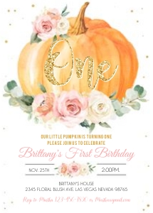 Pump3 - Pumpkin Birthday Invitation: Pump3 - Pumpkin Birthday Invitation