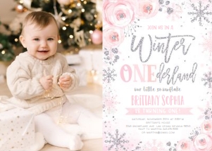 Winter02 - Winter onederland pink and silver photo design preview