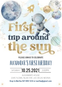FTA005 - First trip around the sun invitation design preview