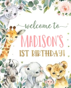 WILDG1 - Wild one birthday welcome sign 8x10: WILDG1 - Wild one birthday welcome sign 8x10
