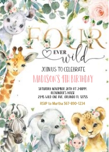 WILDG4 - Safari four ever wild invitation design preview
