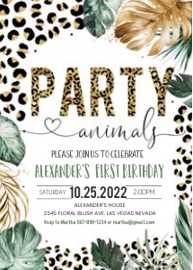 LE005 - Leopard party animals invitation design preview