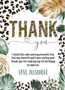 LE001 - Leopard print thank you card: LE001 - Leopard print party package