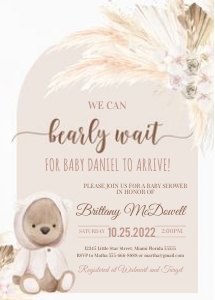 TPS001 - Teddy bear pampas invitation: TPS001 - Teddy bear pampas invitation