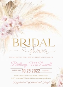 PAMB001 - Pampas grass bridal shower invitation design preview