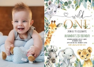WILD1 - Safari wild one invitation photo design preview