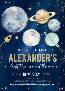 FT102 - First trip around the sun invitation design preview