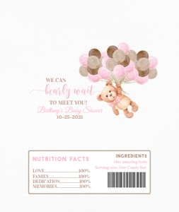 TBB001 - Teddy bear candy bar wrapper design preview