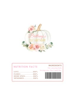 Pump1 - Pumpkin Birthday candy bar wrapper design preview