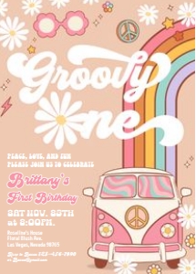 GRT01 -  Groovy one invitation design preview