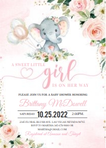 ELE001 - Elephant Baby Shower Girl: ELE001 - Elephant Baby Shower Girl