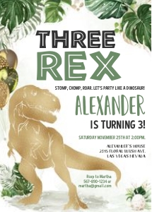 DIN002 - Dinosaur three rex invitation design preview