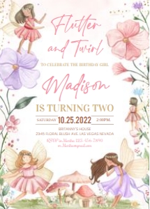 FAI003 - Fairy birthday invitation: FAI003 - Fairy birthday invitation