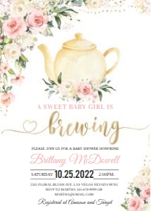 TEAB01 - Tea baby shower invitation design preview