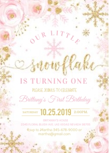 SN002 - Snowflake birthday invitation: SN002 - Snowflake birthday invitation