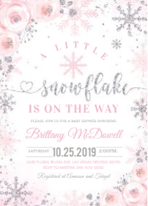 SNOW004 - Snowflake baby shower invitation: SNOW004 - Snowflake baby shower set