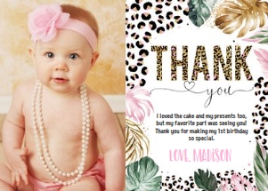 LE006 - Leopard print thank you card photo: LE006 - Leopard print thank you card photo