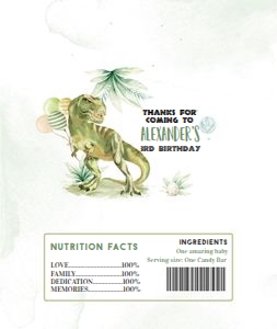 DIN001 - Dinosaur candy bar wrapper design preview