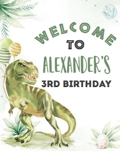 DIN001 - Dinosaur welcome sign 8x10 design preview