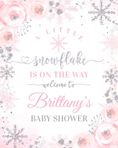 SNOW004 - Snowflake baby shower welcome sign design preview