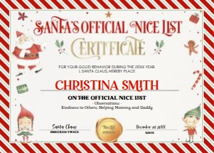 SAN02 - Nice list certificate 5x7: SAN02 - Nice list certificate