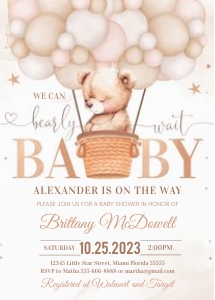 B103 - Teddy bear Balloon invitation: B103 - Teddy bear Balloon invitation