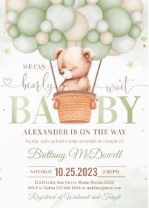 B104 - Teddy bear Balloon invitation: B104 - Teddy bear Balloon invitation