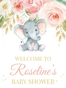 Elephant welcome sign - girl 18x24: Elephant welcome sign - girl