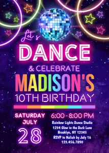 Disco Dance Party Invitation design preview