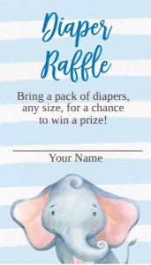 Jungle Diaper Raffle Card: Blue Jungle Baby Shower