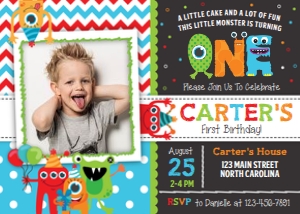 Monster Birthday Invitation design preview