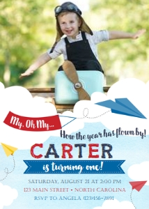 Paper Plane Birthday Invitation 5x7: Paper Plane Birthday Invitation