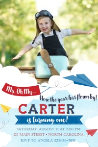 Paper Plane Birthday Invitation 4x6: Paper Plane Birthday Invitation