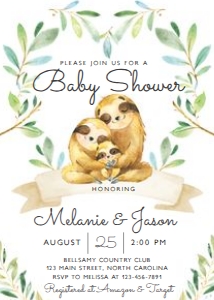 Sloth Baby Shower design preview