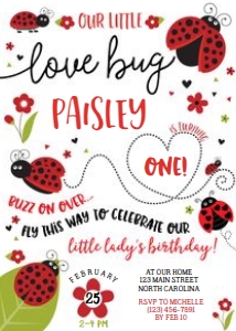 Lady Bug Birthday Invitation design preview