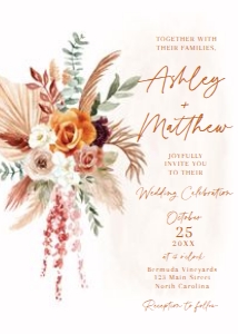 Orange Terracotta Floral Wedding Invitation design preview