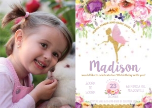 Summer Floral Fairy Invitation Photo 5"x7" design preview
