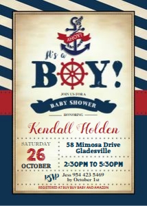 Vintage Nautical Baby Shower Invitation 5"x7": Vintage Nautical Baby Shower Invitation 5"x7"