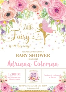 Spring Floral Fairy Baby Shower Invitation 5"x7": Spring Floral Fairy Baby Shower Invitation 5"x7"