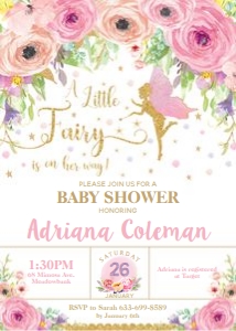 Spring Floral Fairy Baby Shower Invitation 5"x7" design preview