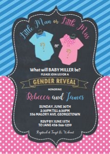 Little Man or Little Miss Gender Reveal Invitation 5"x7" design preview