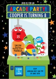 Arcade Party Boy Invitation 5"x7" design preview