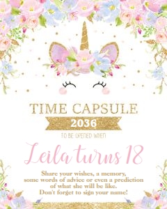 Unicorn Dream Time Capsule Sign 8"x10" UB2 design preview