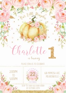 Little Pumpkin Birthday Invitation 1 5"x7" design preview