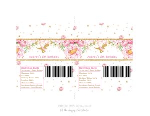 Floral T-Rex Dinosaur Chocolate Bar Wrappers for Aldi Mini Choceur 40g - Letter Size Paper design preview