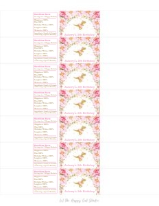 Floral T-Rex Dinosaur Water Bottle Labels for 350ml or 12oz bottles - Letter Size Paper design preview